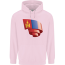 Curled Mongolia Flag Mongolian Day Football Mens 80% Cotton Hoodie Light Pink