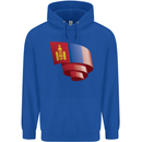 Curled Mongolia Flag Mongolian Day Football Mens 80% Cotton Hoodie Royal Blue