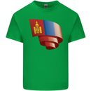 Curled Mongolia Flag Mongolian Day Football Mens Cotton T-Shirt Tee Top Irish Green