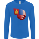 Curled Mongolia Flag Mongolian Day Football Mens Long Sleeve T-Shirt Royal Blue