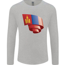 Curled Mongolia Flag Mongolian Day Football Mens Long Sleeve T-Shirt Sports Grey