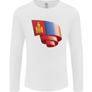 Curled Mongolia Flag Mongolian Day Football Mens Long Sleeve T-Shirt White