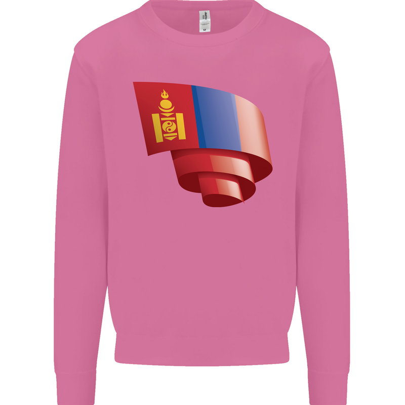 Curled Mongolia Flag Mongolian Day Football Mens Sweatshirt Jumper Azalea