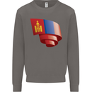 Curled Mongolia Flag Mongolian Day Football Mens Sweatshirt Jumper Charcoal