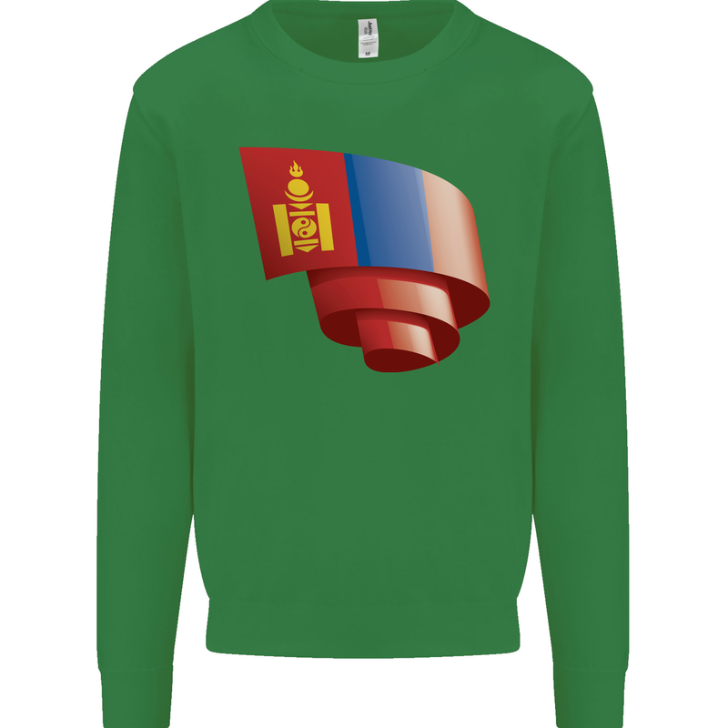 Curled Mongolia Flag Mongolian Day Football Mens Sweatshirt Jumper Irish Green