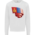 Curled Mongolia Flag Mongolian Day Football Mens Sweatshirt Jumper White