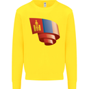 Curled Mongolia Flag Mongolian Day Football Mens Sweatshirt Jumper Yellow