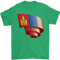 Curled Mongolia Flag Mongolian Day Football Mens T-Shirt 100% Cotton Irish Green