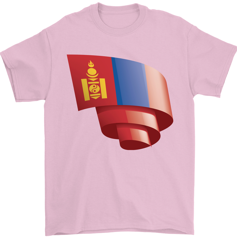 Curled Mongolia Flag Mongolian Day Football Mens T-Shirt 100% Cotton Light Pink