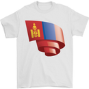 Curled Mongolia Flag Mongolian Day Football Mens T-Shirt 100% Cotton White