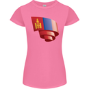 Curled Mongolia Flag Mongolian Day Football Womens Petite Cut T-Shirt Azalea