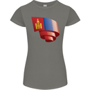 Curled Mongolia Flag Mongolian Day Football Womens Petite Cut T-Shirt Charcoal