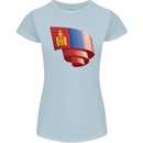 Curled Mongolia Flag Mongolian Day Football Womens Petite Cut T-Shirt Light Blue