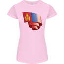 Curled Mongolia Flag Mongolian Day Football Womens Petite Cut T-Shirt Light Pink