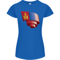 Curled Mongolia Flag Mongolian Day Football Womens Petite Cut T-Shirt Royal Blue