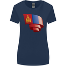 Curled Mongolia Flag Mongolian Day Football Womens Wider Cut T-Shirt Navy Blue