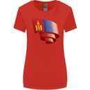 Curled Mongolia Flag Mongolian Day Football Womens Wider Cut T-Shirt Red