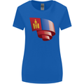 Curled Mongolia Flag Mongolian Day Football Womens Wider Cut T-Shirt Royal Blue