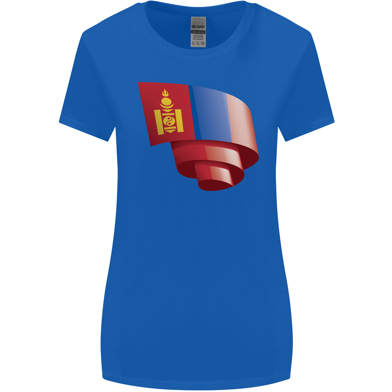 Curled Mongolia Flag Mongolian Day Football Womens Wider Cut T-Shirt Royal Blue