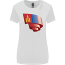 Curled Mongolia Flag Mongolian Day Football Womens Wider Cut T-Shirt White