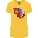 Curled Mongolia Flag Mongolian Day Football Womens Wider Cut T-Shirt Yellow