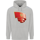 Curled Montenegro Flag Montenegrin Day Football Childrens Kids Hoodie Sports Grey