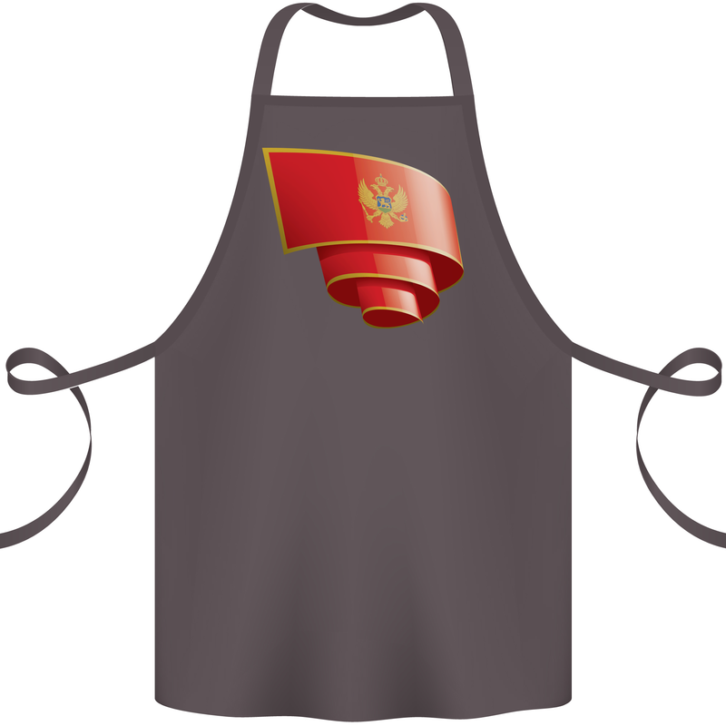 Curled Montenegro Flag Montenegrin Day Football Cotton Apron 100% Organic Dark Grey
