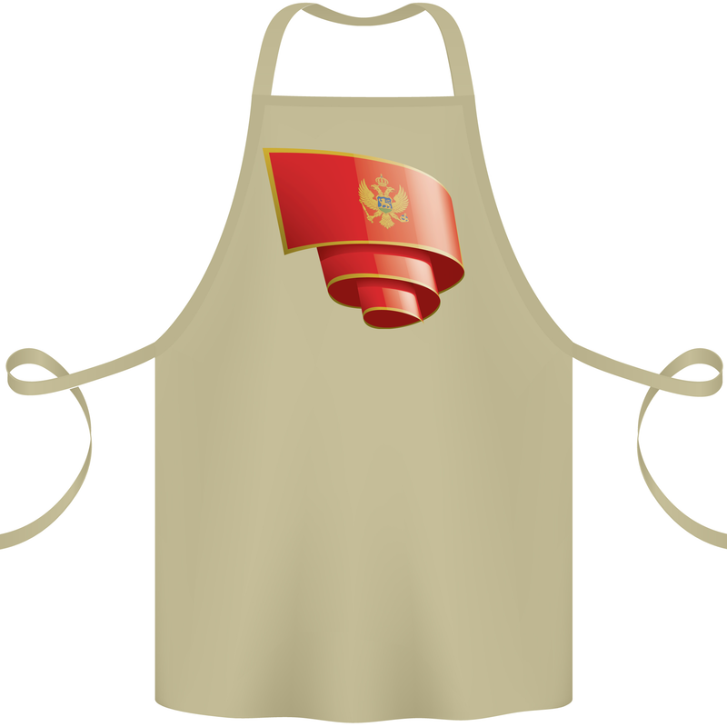 Curled Montenegro Flag Montenegrin Day Football Cotton Apron 100% Organic Khaki