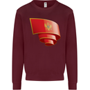 Curled Montenegro Flag Montenegrin Day Football Kids Sweatshirt Jumper Maroon