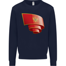 Curled Montenegro Flag Montenegrin Day Football Kids Sweatshirt Jumper Navy Blue