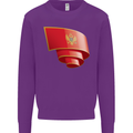 Curled Montenegro Flag Montenegrin Day Football Kids Sweatshirt Jumper Purple