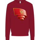 Curled Montenegro Flag Montenegrin Day Football Kids Sweatshirt Jumper Red