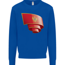 Curled Montenegro Flag Montenegrin Day Football Kids Sweatshirt Jumper Royal Blue