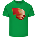 Curled Montenegro Flag Montenegrin Day Football Kids T-Shirt Childrens Irish Green