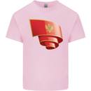 Curled Montenegro Flag Montenegrin Day Football Kids T-Shirt Childrens Light Pink