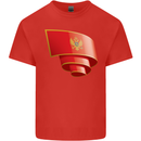 Curled Montenegro Flag Montenegrin Day Football Kids T-Shirt Childrens Red