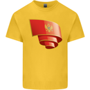Curled Montenegro Flag Montenegrin Day Football Kids T-Shirt Childrens Yellow