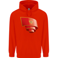 Curled Montenegro Flag Montenegrin Day Football Mens 80% Cotton Hoodie Bright Red