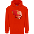 Curled Montenegro Flag Montenegrin Day Football Mens 80% Cotton Hoodie Bright Red