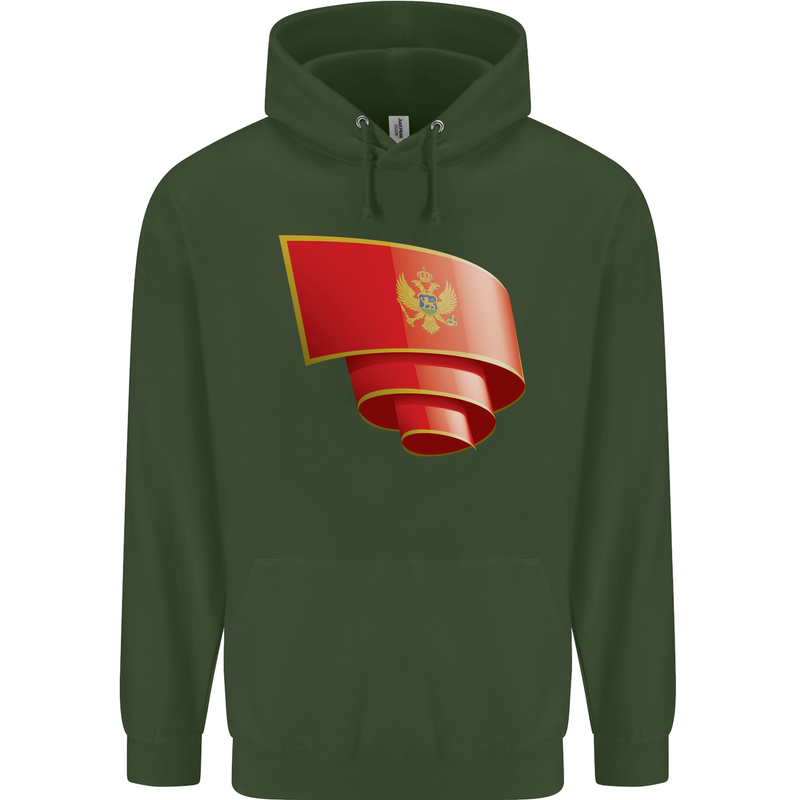Curled Montenegro Flag Montenegrin Day Football Mens 80% Cotton Hoodie Forest Green
