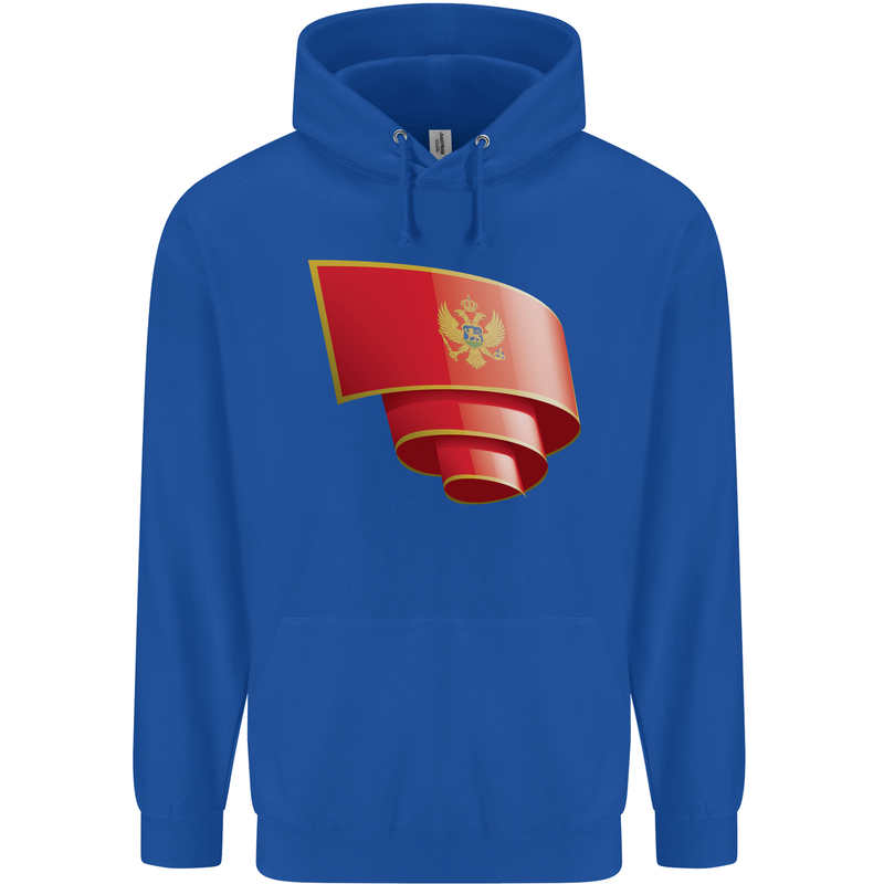 Curled Montenegro Flag Montenegrin Day Football Mens 80% Cotton Hoodie Royal Blue