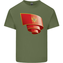 Curled Montenegro Flag Montenegrin Day Football Mens Cotton T-Shirt Tee Top Military Green