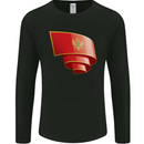 Curled Montenegro Flag Montenegrin Day Football Mens Long Sleeve T-Shirt Black