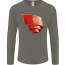 Curled Montenegro Flag Montenegrin Day Football Mens Long Sleeve T-Shirt Charcoal