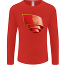 Curled Montenegro Flag Montenegrin Day Football Mens Long Sleeve T-Shirt Red
