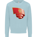 Curled Montenegro Flag Montenegrin Day Football Mens Sweatshirt Jumper Light Blue