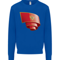 Curled Montenegro Flag Montenegrin Day Football Mens Sweatshirt Jumper Royal Blue