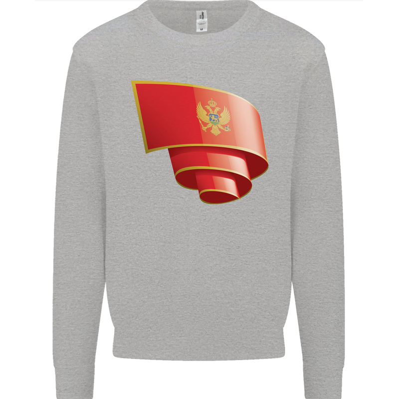 Curled Montenegro Flag Montenegrin Day Football Mens Sweatshirt Jumper Sports Grey
