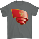 Curled Montenegro Flag Montenegrin Day Football Mens T-Shirt 100% Cotton Charcoal