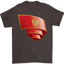 Curled Montenegro Flag Montenegrin Day Football Mens T-Shirt 100% Cotton Dark Chocolate